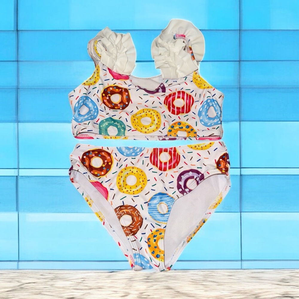 Colorful Donut Print Kids Swim Set (120/5T)